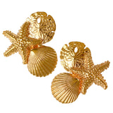 30713 - 1" Sand Dollar, Shell, and Starfish Earrings