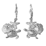 30732lv - Turtle, Starfish, and Sand Dollar Leverback Earrings