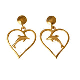 30741 - Dangling Dolphin Earrings in Heart Frames