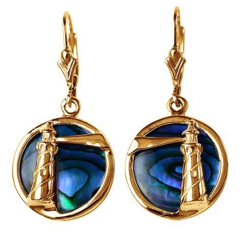30844 - Lighthouse Sea Opal Earrings