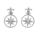 30869 - 3/4" Compass Rose Earrings with Fleur de Lis
