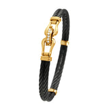 40403d - Double Shackle Black Cable Bracelet with Diamonds