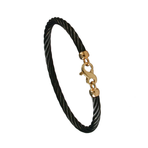 40406 - Simple Black Cable Bracelet with Infinity Clasp