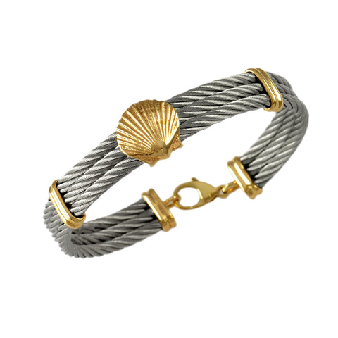 40476 - Cable Bracelet with Scallop Shell Center