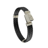 41425 - Triple Black Cable Bracelet with Diamond Clasp