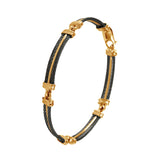41463 - Five Segment Black Cable Bracelet with Gold Center