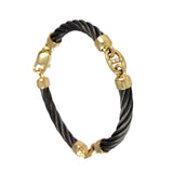 41485d - Three Segment Black Cable Bracelet with Diamonds