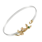 Gecko Lizard & Emerald Hook Bracelet - Lone Palm Jewelry