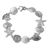 45026 - Multi Sea Shell Link  Charm Bracelet