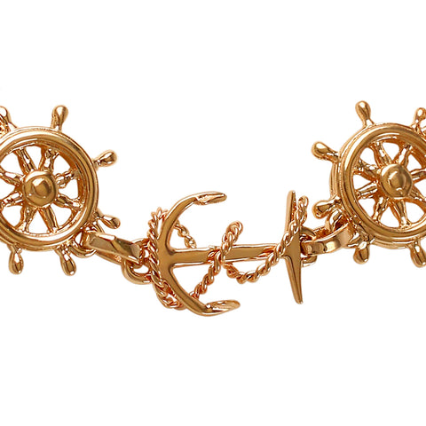 45174 - Anchor and Ship's Wheel Charm Bracelet