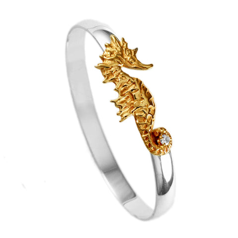 46036da - Seahorse with Diamond Tail Hook Bracelet - Lone Palm Jewelry