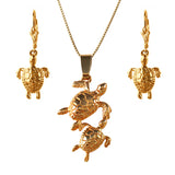 Sea Turtle Mother and Baby  - Necklace and Earring Set - FREE SHIPPING - #46572